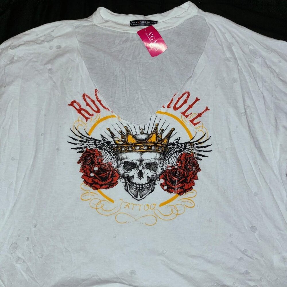Cut out choker baggy short sleeve tee shirt